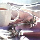 Oorbellen beads pink zilver