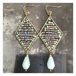 Oorbellen ruit aqua