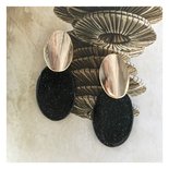 Oorbellen resin ovaal zwart