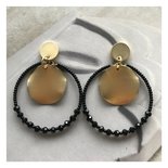 Oorbellen beads bedel zwart