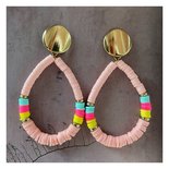 Oorbellen disc roze