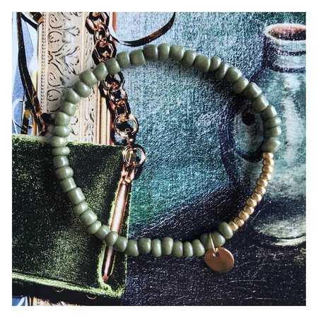 Armband rocaille olijf