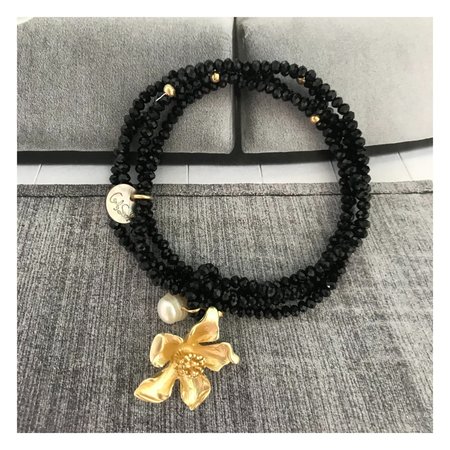 Armband bloem zwart