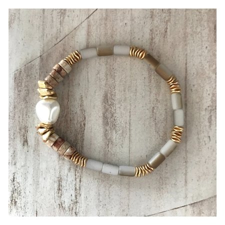 Armband steen taupe