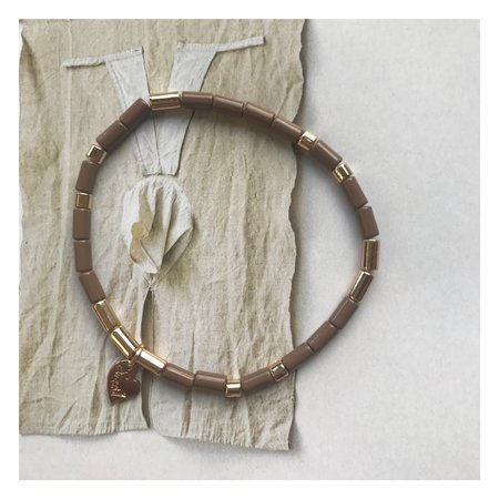 Armband kraal taupe