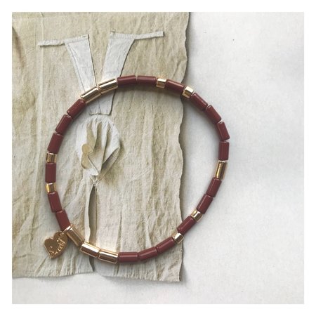 Armband kraal roodbruin
