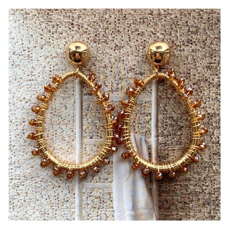 Oorbellen druppel wire cognac