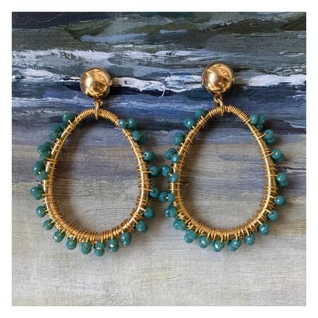 Oorbellen wire blauwgroen