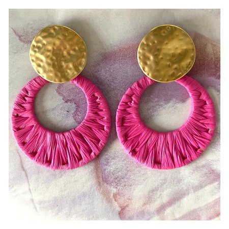 Oorbellen raffia fuchsia