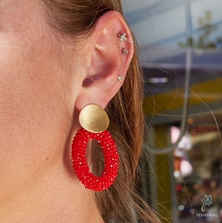 Oorbellen candy ovaal rood