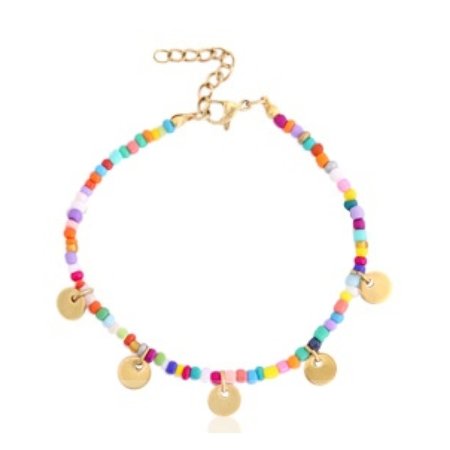 Armband rocaille multicolor goud