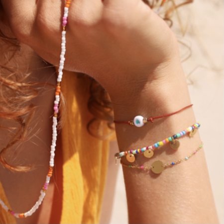 Armband rocaille multicolor goud