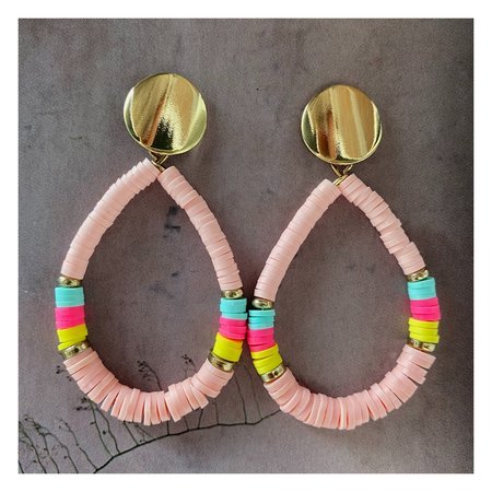 Oorbellen disc roze