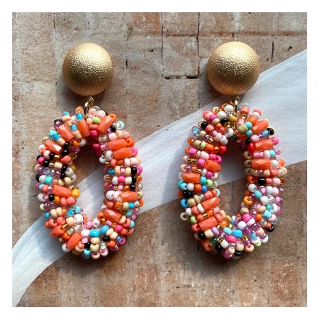 Oorbellen candy multi koraal