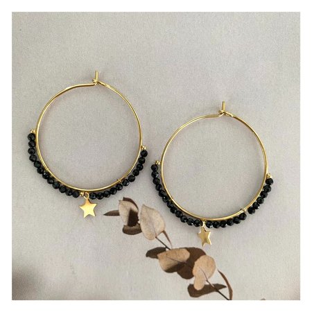 Oorbellen beads zwart ster